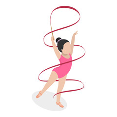 3D Isometric Flat Vector Illustration of Gymnastics Kids, Making Sport Exercises. Item 2