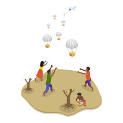 3D Isometric Flat Vector Illustration of Hunger Starvation, Malnutrition, Resource Outreach. Item 3