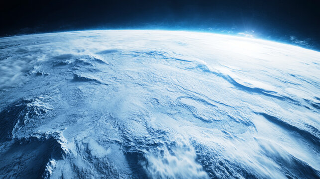 Cinematic portrayal of an ice age apocalypse engulfing the Earth in relentless snowstorms