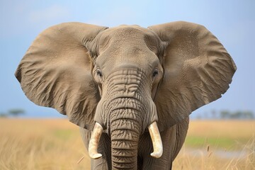 Fototapeta premium African elephant known for trunk tusks and big ears largest land animal