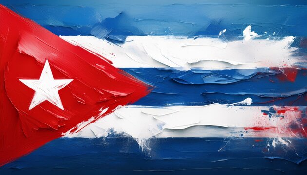 Cuba flag in abstract brushstroke style