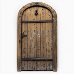 Weathered wooden door with an arch top in rustic style