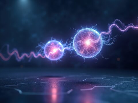 Visualization of quantum entanglement demonstrating interconnected particles in a dynamic state