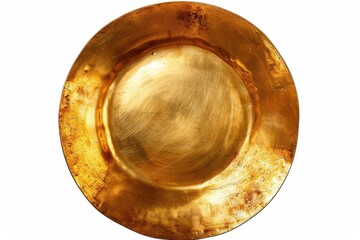 Bird s eye view of shiny plate against white backdrop