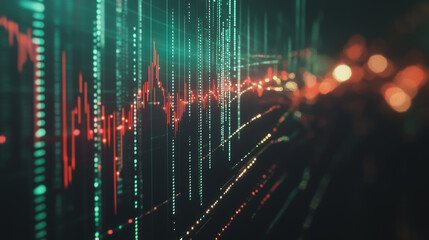 Abstract black background with Colorful charts and graphs with statistics to innovative analyze business potential and forecast future development of companies growth.
