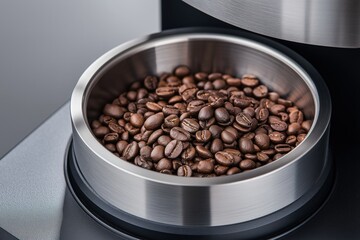 Fototapeta premium Fresh Coffee Beans in Stainless Grinder.