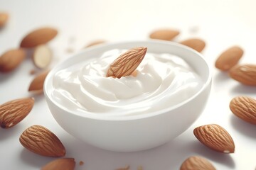 Fresh Almond Yogurt Close-Up
