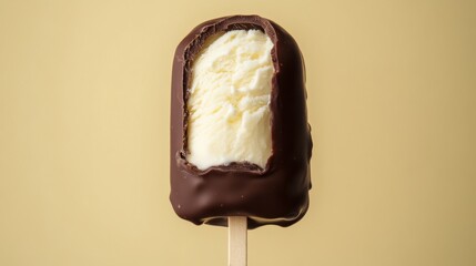 A rich and decadent chocolate-covered ice cream treat