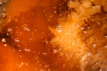 Layers of honey that are starting to crystalize