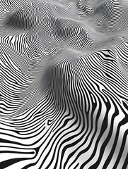 A background of wavy black lines flowing diagonally across a white canvas.