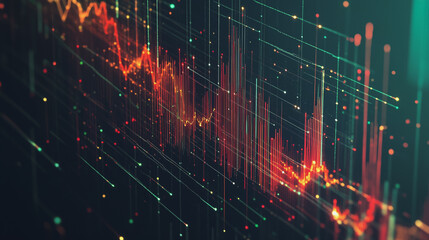 Naklejka premium Abstract black background with Colorful charts and graphs with statistics to innovative analyze business potential and forecast future development of companies growth.