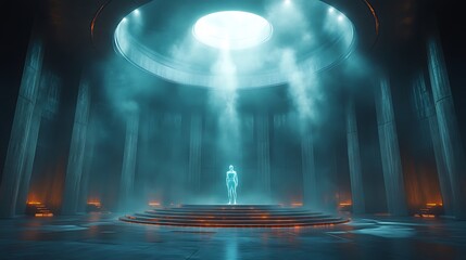 Futuristic Neon Corridor Vibrant Lights photo