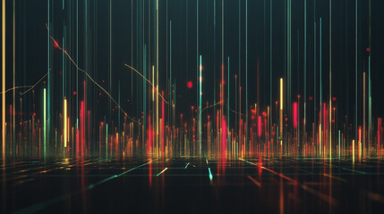 Abstract black background with Colorful charts and graphs with statistics to innovative analyze business potential and forecast future development of companies growth.