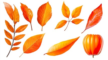 Obraz premium Vibrant Leaves Isolated on White Background