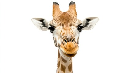 Close-Up Portrait of Giraffe Against White Background