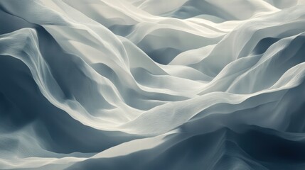 Obraz premium White Fabric in Soft Wavy Folds with Dark Shadow