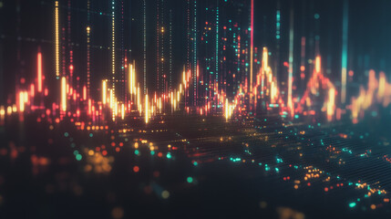 Fototapeta premium Abstract black background with Colorful charts and graphs with statistics to innovative analyze business potential and forecast future development of companies growth.