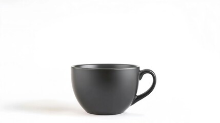 Elegant Black Ceramic Coffee Cup on White Background