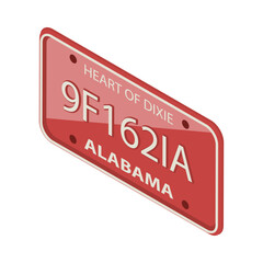 3D Isometric Flat Vector Set of License Plates, Collection from Various US States. Item 3