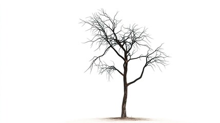 Obraz premium Bare Tree with Branches Isolated Against a White Background