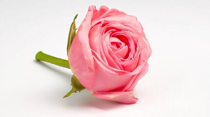 Fototapeta premium Elegant Pink Rose on White Background