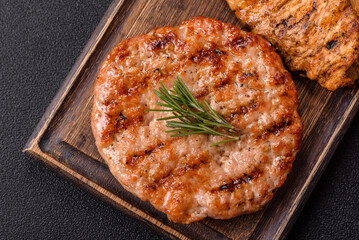 Delicious fresh grilled turkey fillet with spices and herbs