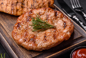 Delicious fresh grilled turkey fillet with spices and herbs