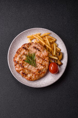 Delicious fresh grilled turkey fillet with spices and herbs