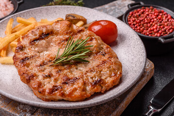 Delicious fresh grilled turkey fillet with spices and herbs