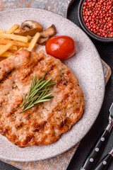 Delicious fresh grilled turkey fillet with spices and herbs