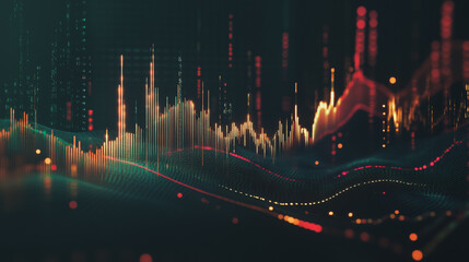 Fototapeta premium Abstract black background with Colorful charts and graphs with statistics to innovative analyze business potential and forecast future development of companies growth.