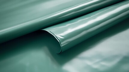 Rolled Teal Vinyl Fabric Displays Smooth Texture