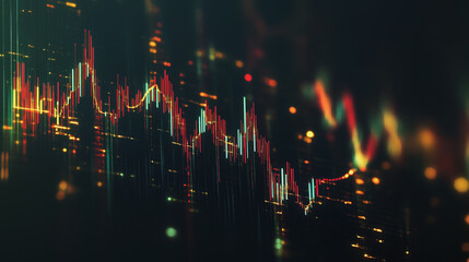 Abstract black background with Colorful charts and graphs with statistics to innovative analyze business potential and forecast future development of companies growth.
