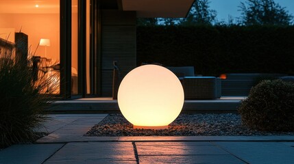 Outdoor lighting for sidewalks featuring a ground lamp with a modern design.