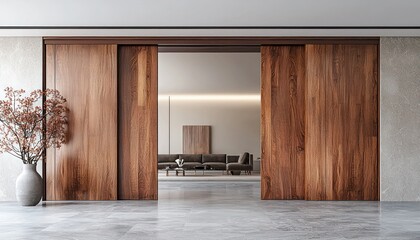 Single panel sliding door rendered in 3D, featuring iroko veneered wood.