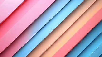 Fototapeta premium A bold geometric background with diagonal stripes in pastel blue and peach.