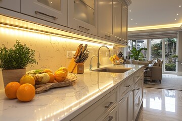 Under-cabinet lighting showcasing the practical and aesthetic benefits in kitchen design.
