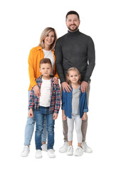 Fototapeta premium Happy parents with their children on white background