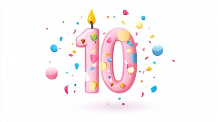 Obraz premium Celebratory Birthday Candle Number Zero Wide Angle Centered Composition