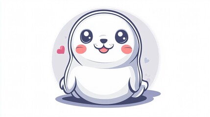 Obraz premium Adorable Kawaii Animal Seal in Wide Angle Centered Composition