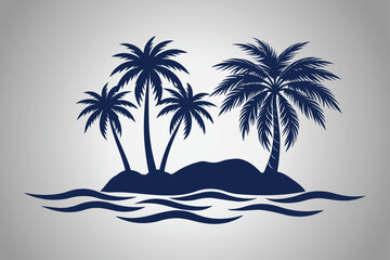 Set Coconut palm tree silhouettes Vector illustration design