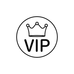 Vip text with crown icon Vector logo set flat