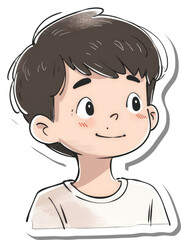 Obraz premium Adorable Cartoon Boy Smiling Cheerfully Upward