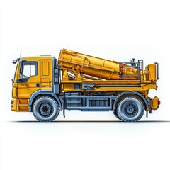 Fototapeta premium Industrial concrete mixer truck photo realistic blank mockup with copy space and logotype space for construction site isolated on white. Heavy-duty Construction Vehicle Cement Mixer Truck.