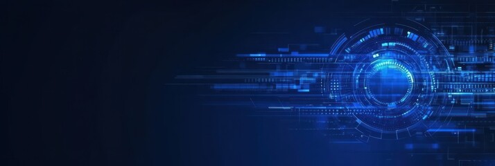 Obraz premium Abstract design features bright blue elements indicating technology and digital communication