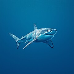 Naklejka premium Isolated Shark blue background