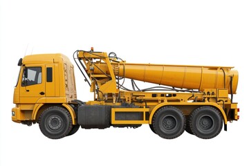 Industrial concrete mixer truck photo realistic blank mockup with copy space and logotype space for construction site isolated on white. Heavy-duty Construction Vehicle Cement Mixer Truck.