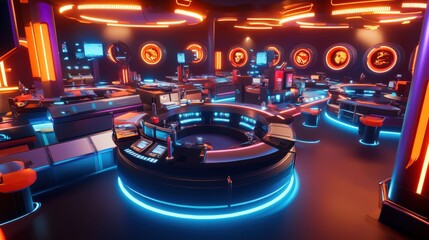 Futuristic Bar Neon Lights Sci Fi Interior Design