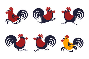 Cute chicken illustration, eggs, chicks, bright colors, poultry, poultry farm, isolated, vintage style cute cartoon Isolated on white background.  Vector illustration. © Eero_iam