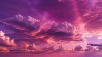 beautiful sky wallpaper with pink and purple gradient, clouds at sunset